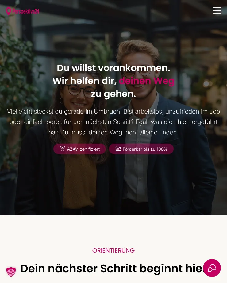 Website von Perspektiva24 auf dem Handy